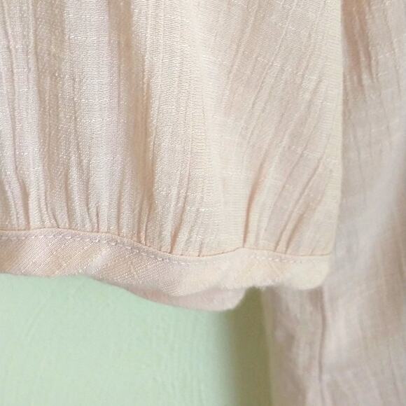 Spence Boho Tunic Top Women's Sz M Tan Adjustable Tie 3/4 Sleeve Pullover Lace - Picture 6 of 16